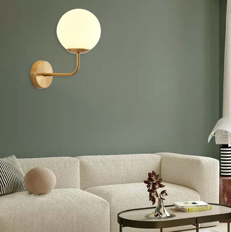 Norvo | Moderne Luksus Rund Kule Jern Glass 1-Lykt Vegglampe