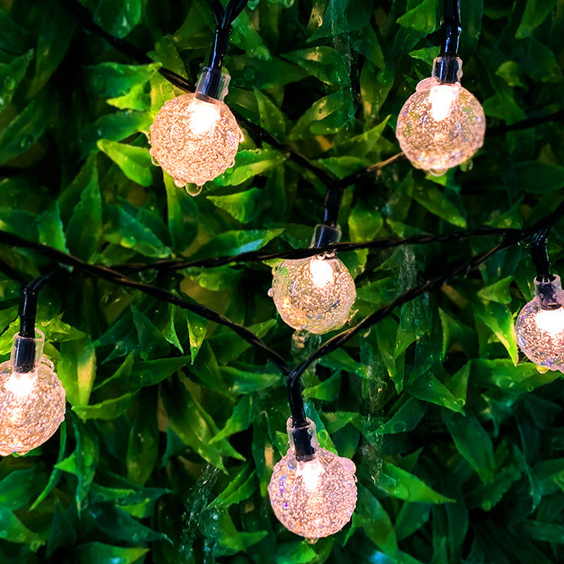 Norvo | Moderne Art Deco Vanntett Sol PVC Gummi Akryl Snø Bi Kule Krystall Kule Tåreformet LED Lyskjede Utendørs Lys For Hage