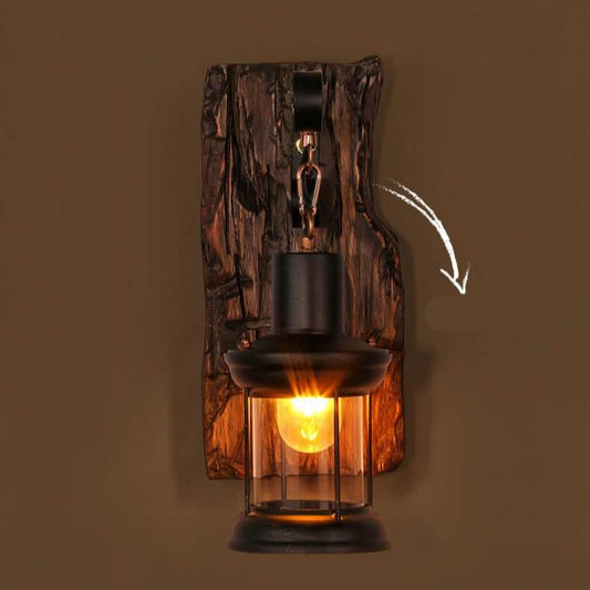 Norvo | LichtGlas – Sylindervegglampe med glassbase, jern og tre