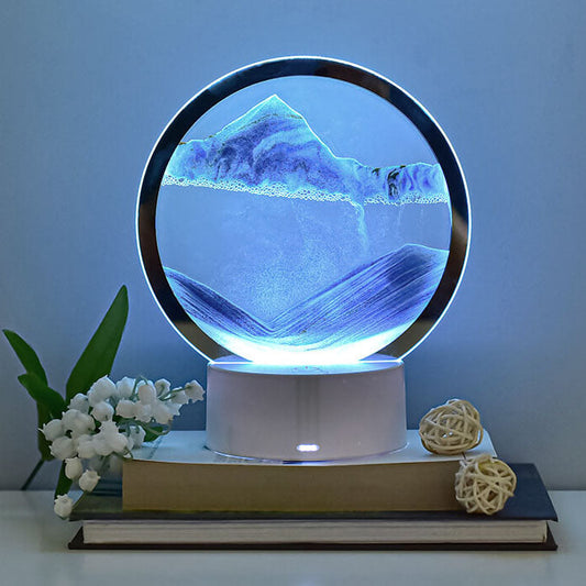 Norvo | Kreativ Rund Timeglass Quicksand 3D LED Nattlampe Bordlampe