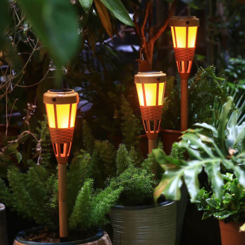Norvo | Solar Bamboo Flame Grass Utendørs vanntett LED Bakkeinnsatser Landskapslys