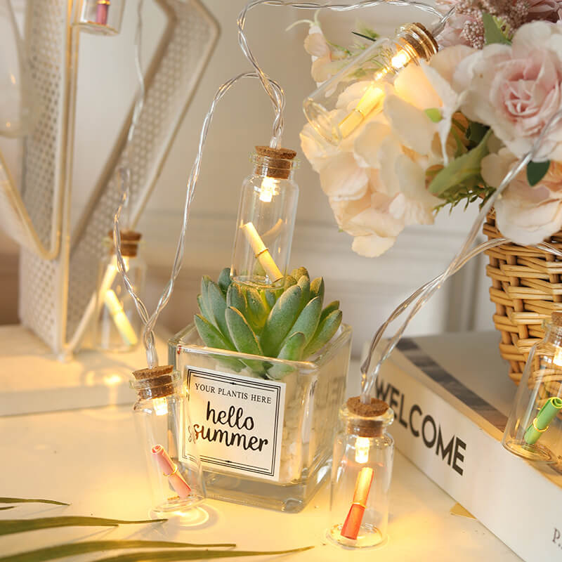 Norvo | Jule LED Ønske Flaske Tre Snø Batteri Boks Dekorativ Lyskæde