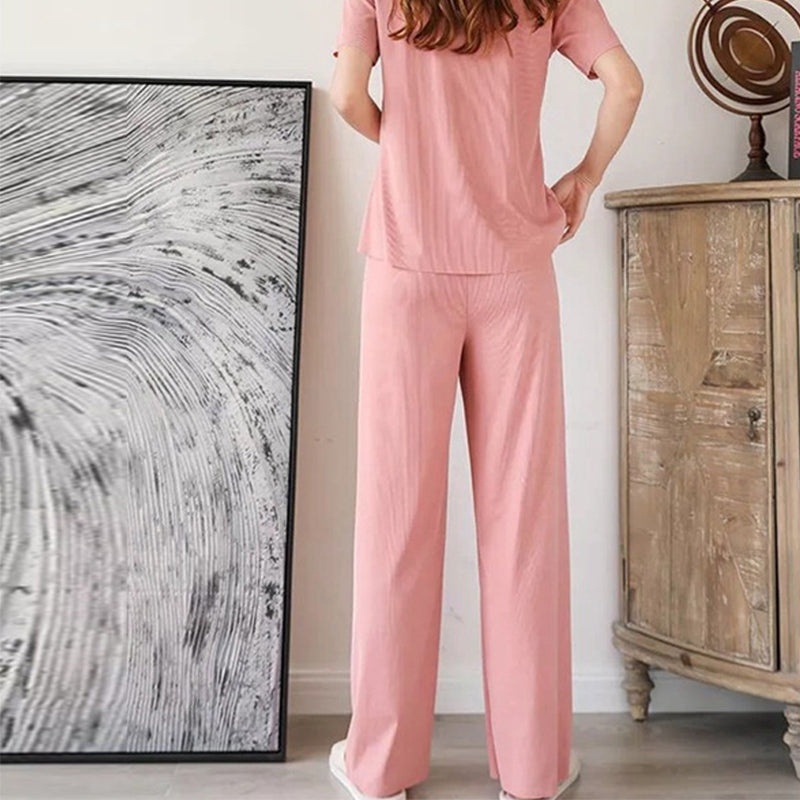 Norvo | Komfortabel Is Silke Korte Ermer T-Skjorte To Dels Sett