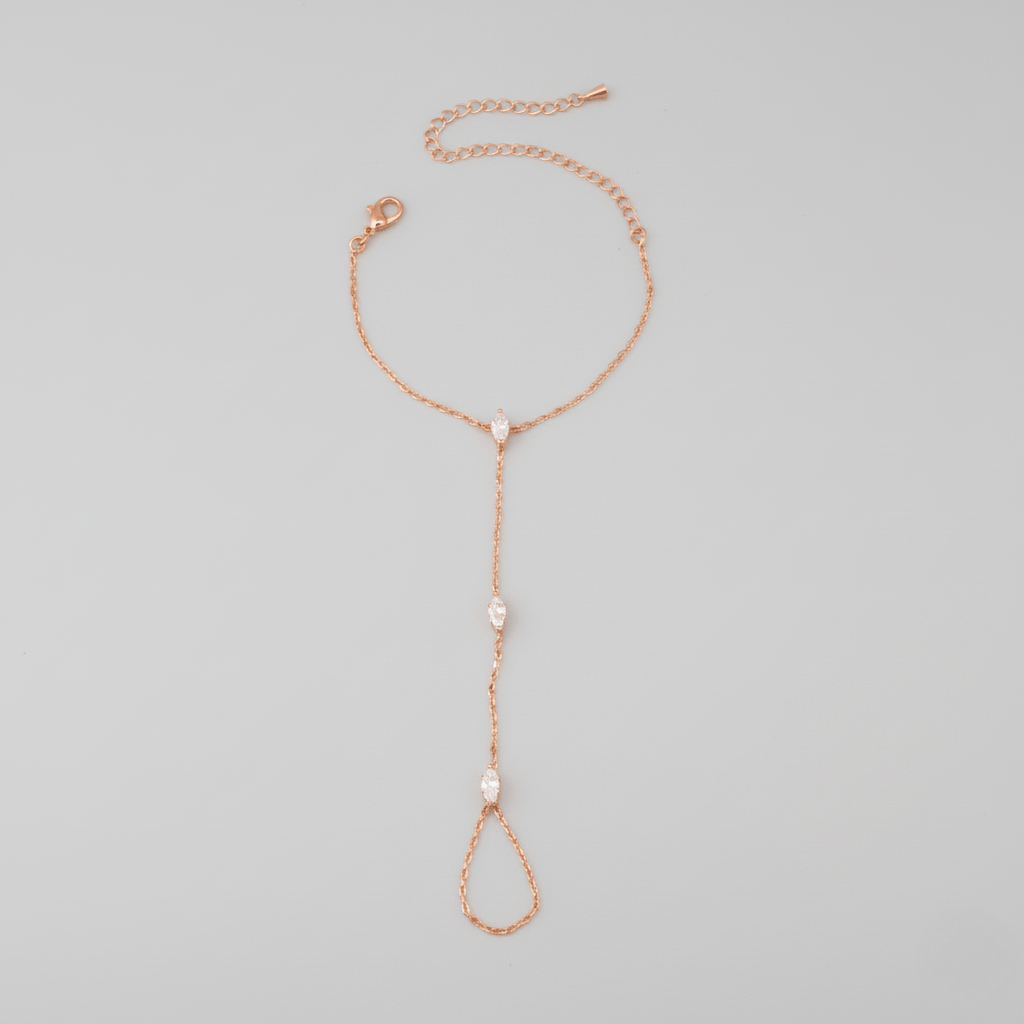 Norvo | Justerbar Finger Ring Armbånd laget av Rustfritt Stål med Krystaller