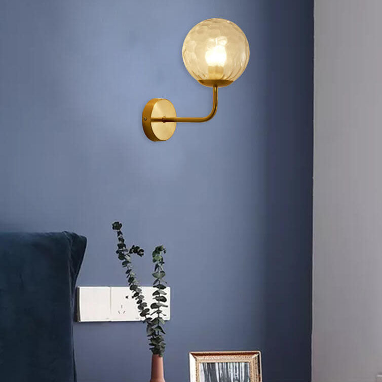 Norvo | Moderne Luksus Rund Kule Jern Glass 1-Lykt Vegglampe