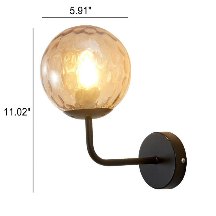 Norvo | Moderne Luksus Rund Kule Jern Glass 1-Lykt Vegglampe
