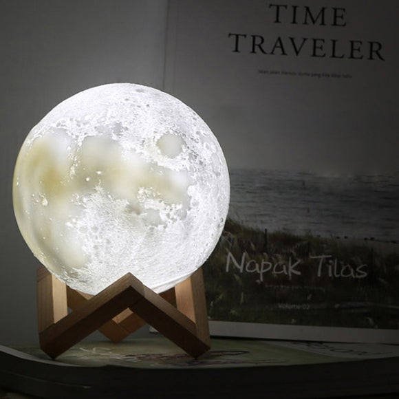 Norvo | Kreativ Mini Oppladbar 3D Utskrevet Måne 1-Lys LED Bordlampe