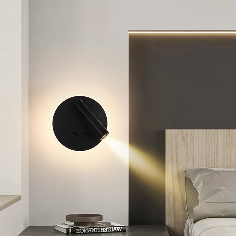 Norvo | Moderne Minimalistisk Rektangulær Rund Jern Aluminium LED Vegglampe For Soverom