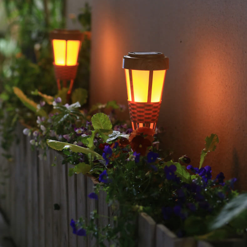 Norvo | Solar Bamboo Flame Grass Utendørs vanntett LED Bakkeinnsatser Landskapslys