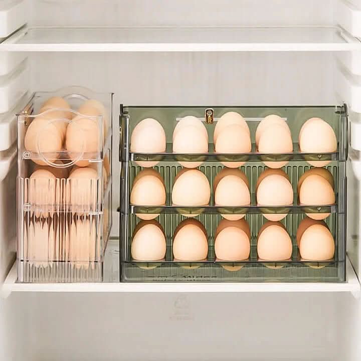 Norvo | Clear Egg Organizer – Space-Besparende Rullende Kjøleskapsoppbevaring