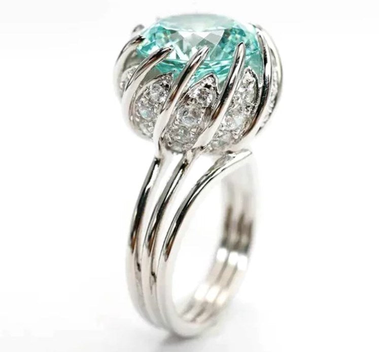 Norvo | 6 Karat Paraiba Blågrønn Lotus Diamant Ring