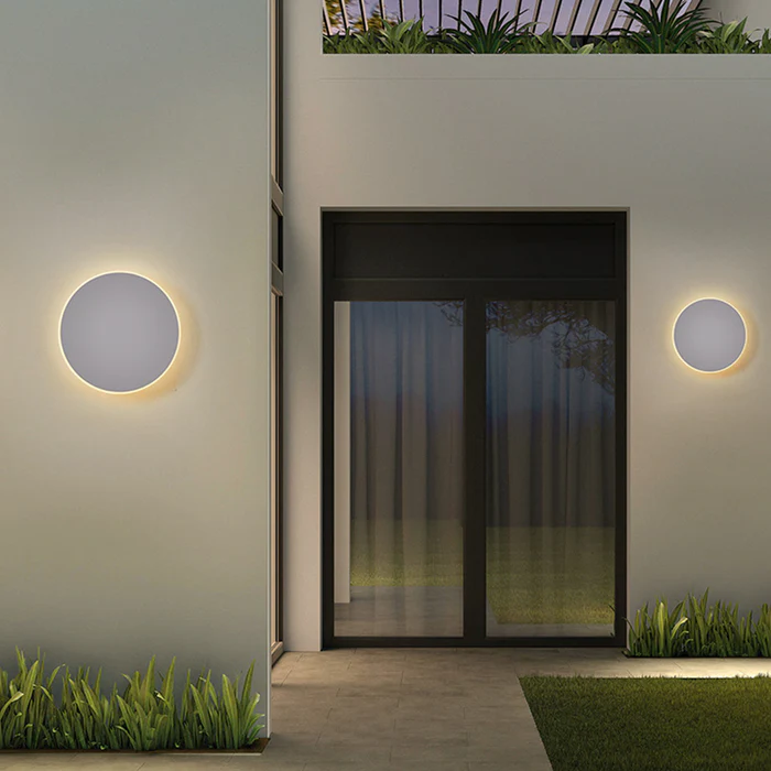Elegant LED vegglys for utendørs bruk - Minimalistisk rund design | Norvo