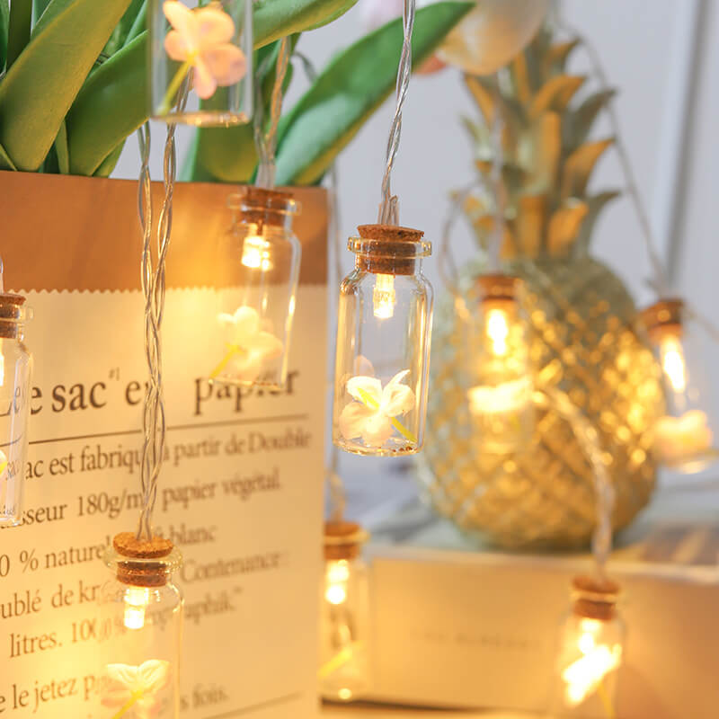 Norvo | Jule LED Ønske Flaske Tre Snø Batteri Boks Dekorativ Lyskæde