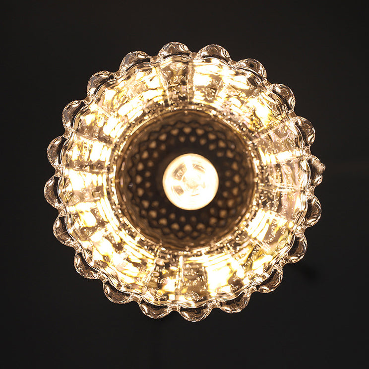 Norvo | Tradisjonell Fransk Messing Ruter Glass Blomst Form 1-Lys Pendellampe For Stue