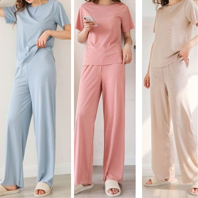 Norvo | Komfortabel Is Silke Korte Ermer T-Skjorte To Dels Sett