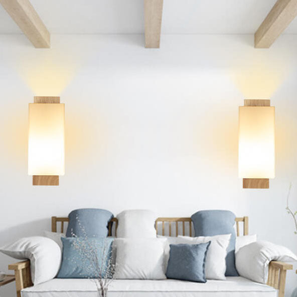 Norvo | Moderne minimalistisk massiv trefirkantet glass søyle 1-lys vegglampe