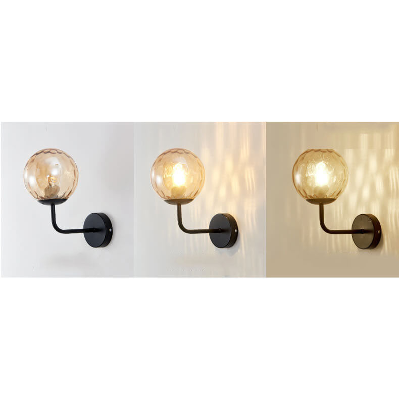 Norvo | Moderne Luksus Rund Kule Jern Glass 1-Lykt Vegglampe