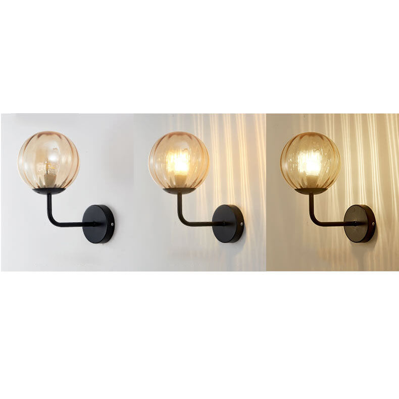 Norvo | Moderne Luksus Rund Kule Jern Glass 1-Lykt Vegglampe