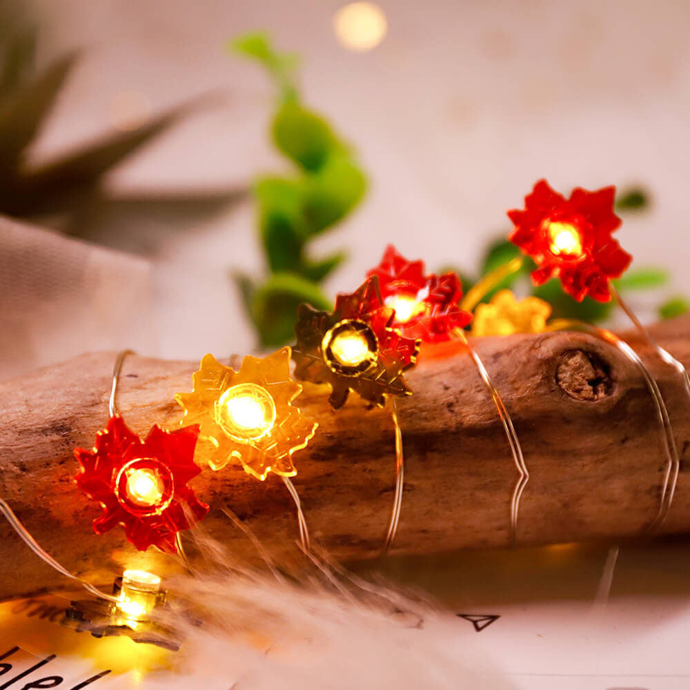 Norvo | Moderne Thanksgiving Lønn Eikenøtt Gresskar Dekorasjon 30 LED Lyslenker