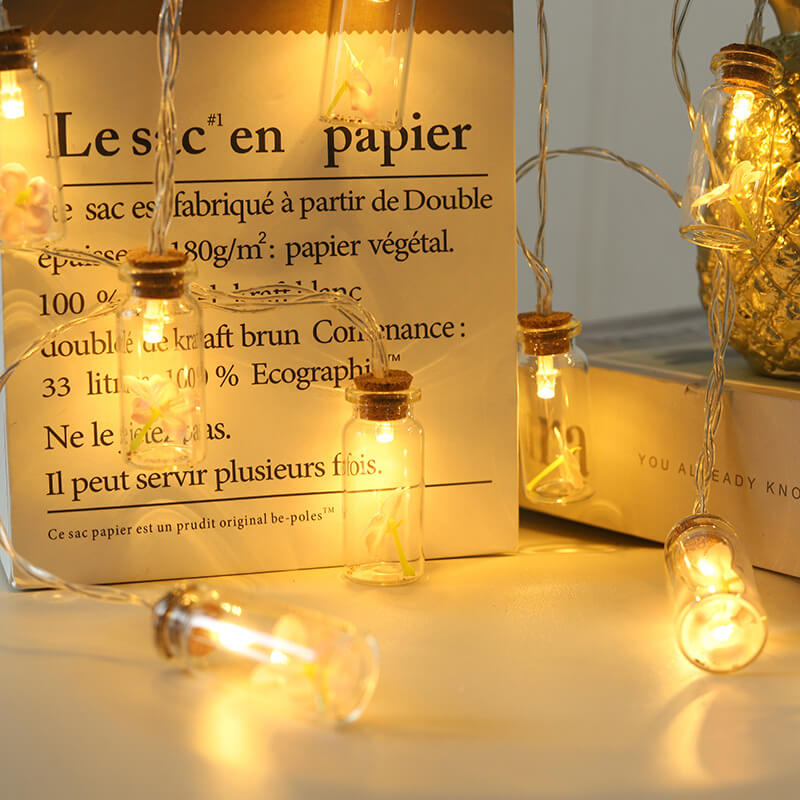 Norvo | Jule LED Ønske Flaske Tre Snø Batteri Boks Dekorativ Lyskæde