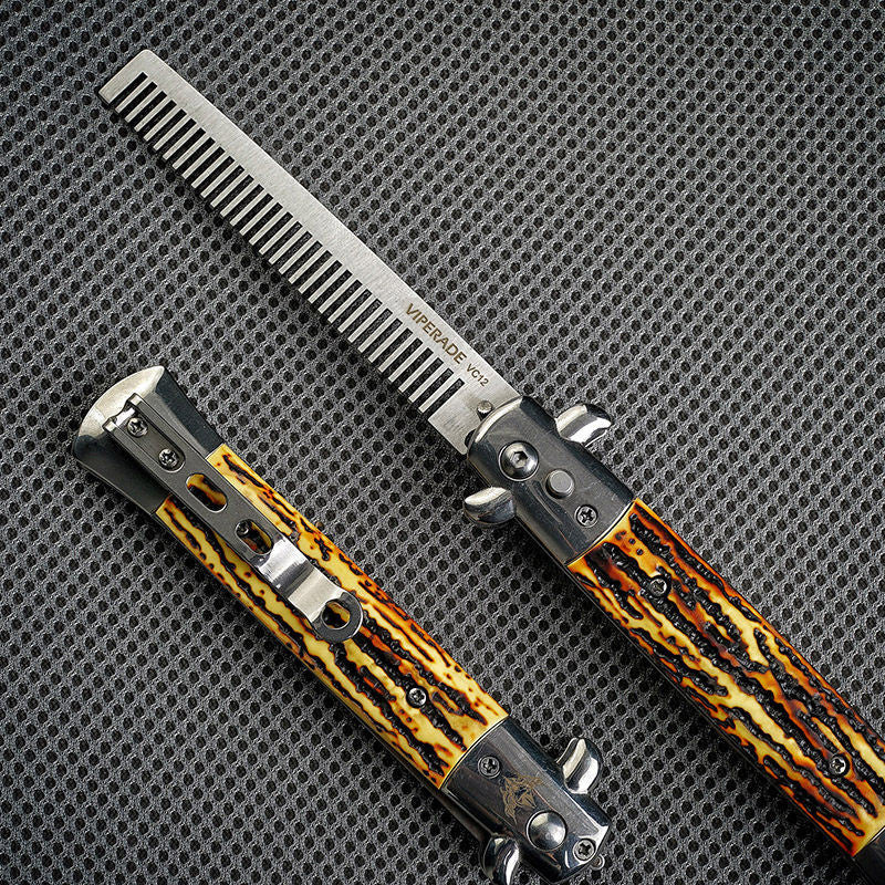 Norvo | Bærbar sammenleggbar rustfritt stål kam, med flaskeåpner og skrutrekker, for hår og skjegg