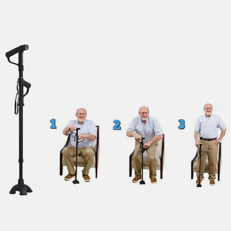 Norvo | Ikke-glidende sammenleggbar gåstokk med LED-lys