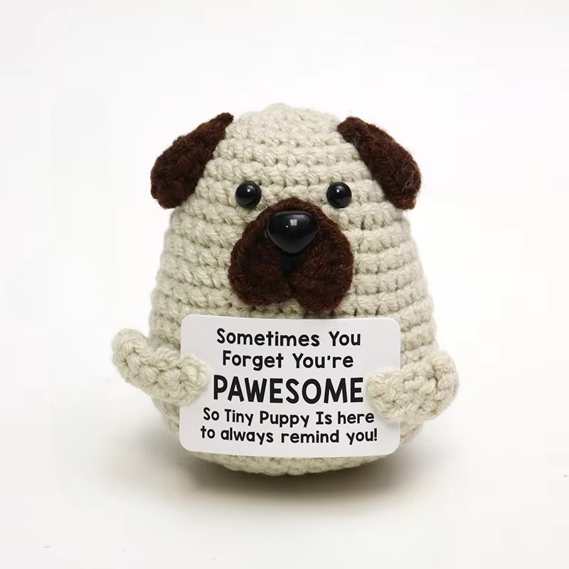 Norvo | Charming Handmade Crocheted Hedgehog Doll with Positive Affirmation Card