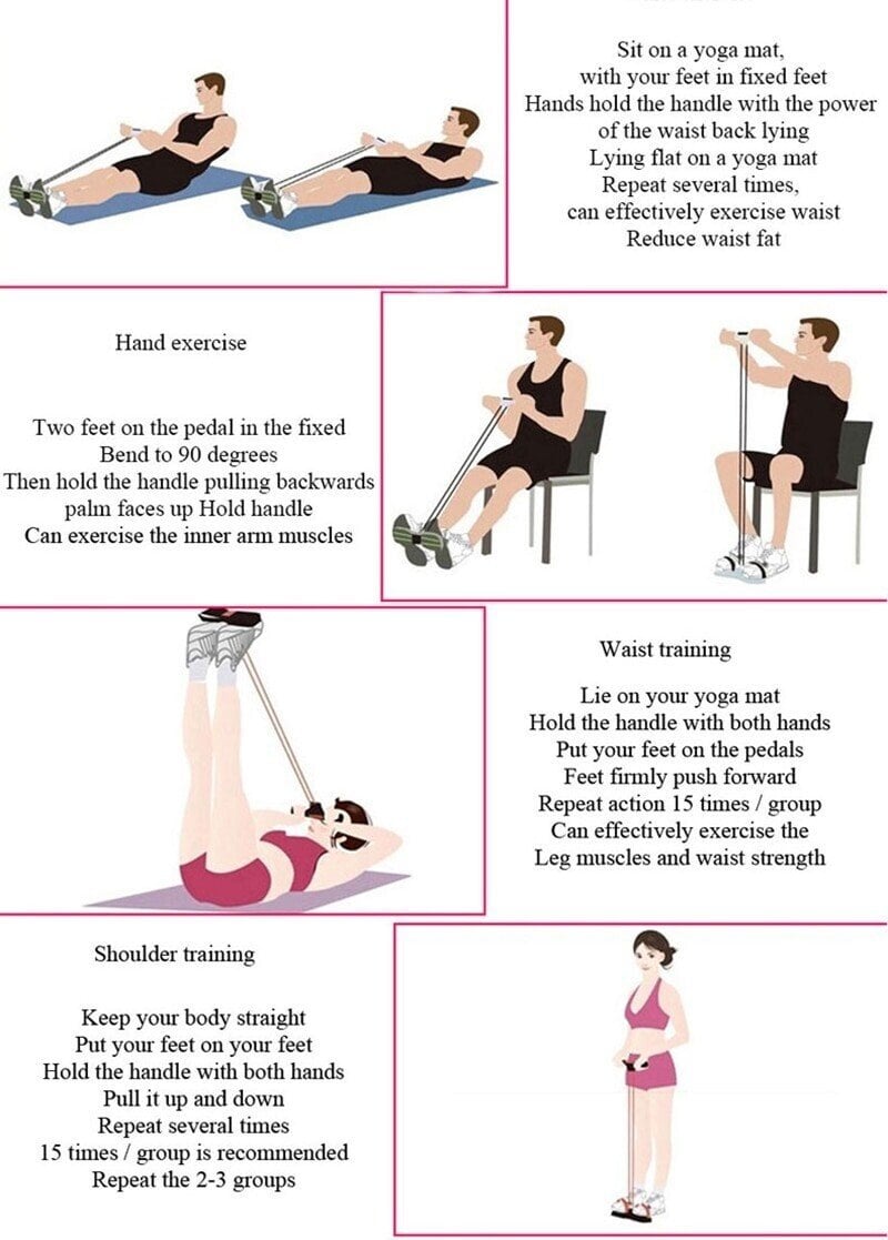 Norvo | 21 Fitness Motstandsbånd-4 Rør Pedal Ankel Trekker