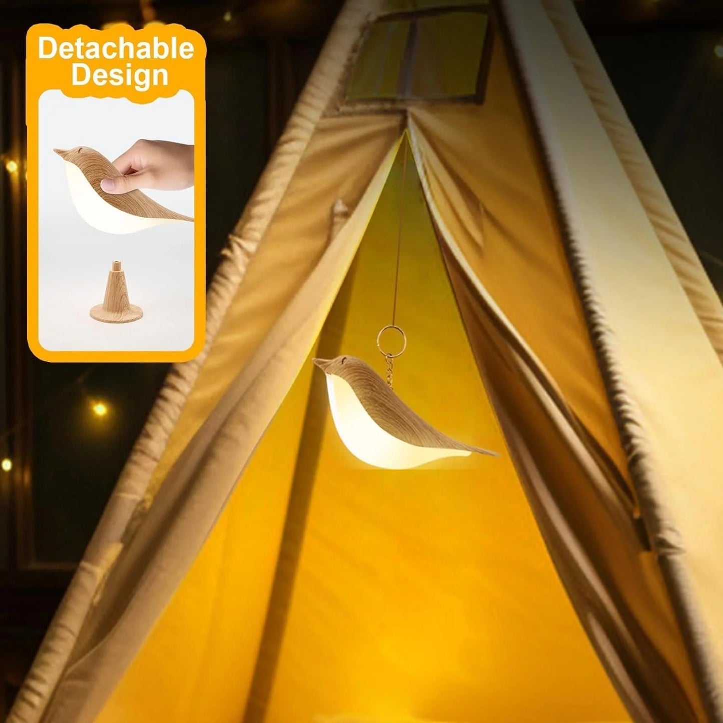 Norvo | Berøringskontrollert Tre Fugl Nattlys - Oppladbar LED Sengelampe