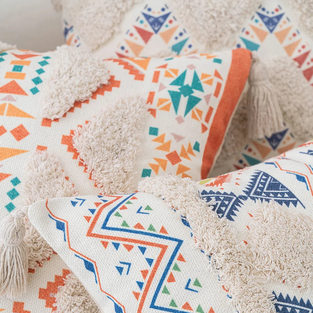 Norvo | Boho Geometrisk Tuftet Putetrekk – Dekorativt Putetrekk for Hjem og Sofa