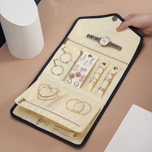 Norvo | Sammenleggbar Smykkeoppbevaringspose, Rull Opp Organizer Pouch, for Halskjeder, Øredobber, Armbånd, Ringer, Kjettinger, Nålspisser og Mer