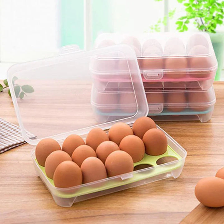 15 Ruten Bærbar Eggoppbevaringsboks Eggfresh Boks Kjøleskap Brett Beholder Dobbel Lager Eggkryperbol