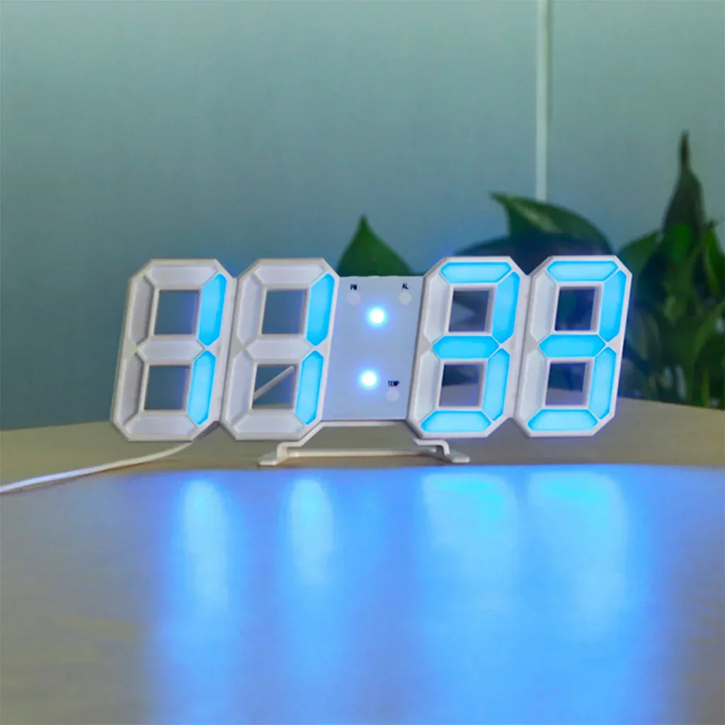Norvo | TimeGlow 3D LED Veggklokke – Digital klokke med justerbart lys