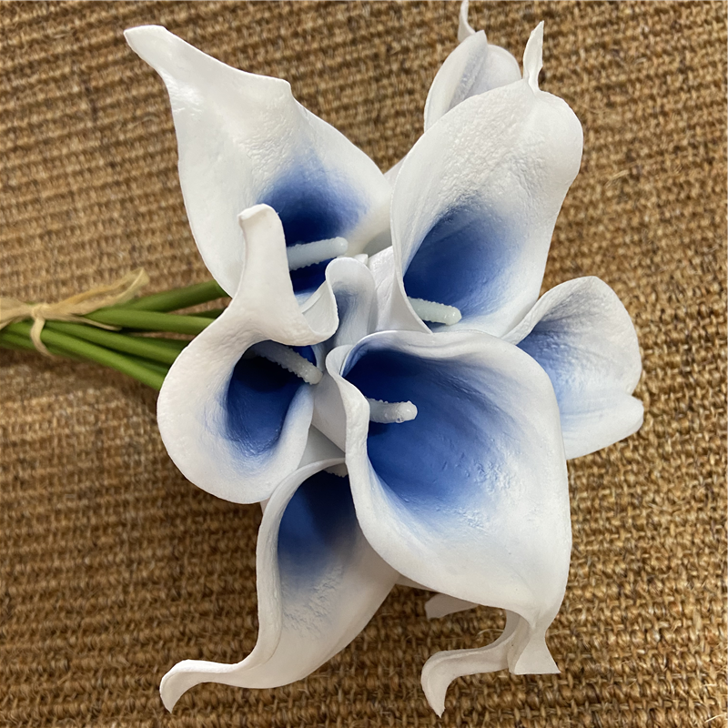 Norvo | 10 marineblå Calla lilje PU Real Touch blomster bryllupsdekorasjon buketter borddekorasjon kunstige blomster hjemmedekor