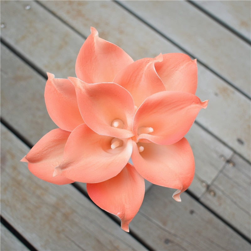 Norvo | 10 marineblå Calla lilje PU Real Touch blomster bryllupsdekorasjon buketter borddekorasjon kunstige blomster hjemmedekor