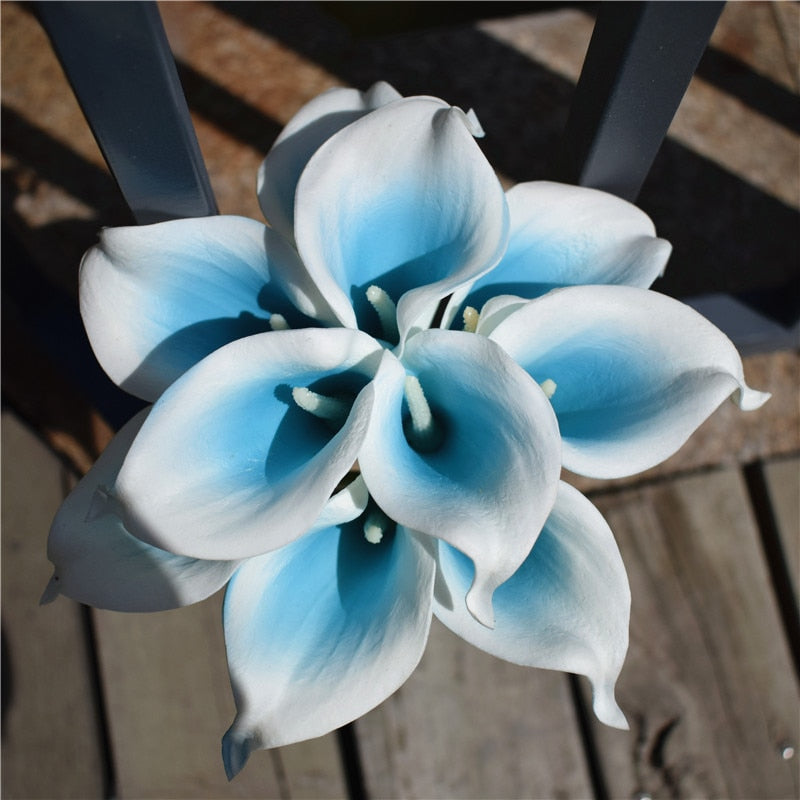 Norvo | 10 marineblå Calla lilje PU Real Touch blomster bryllupsdekorasjon buketter borddekorasjon kunstige blomster hjemmedekor
