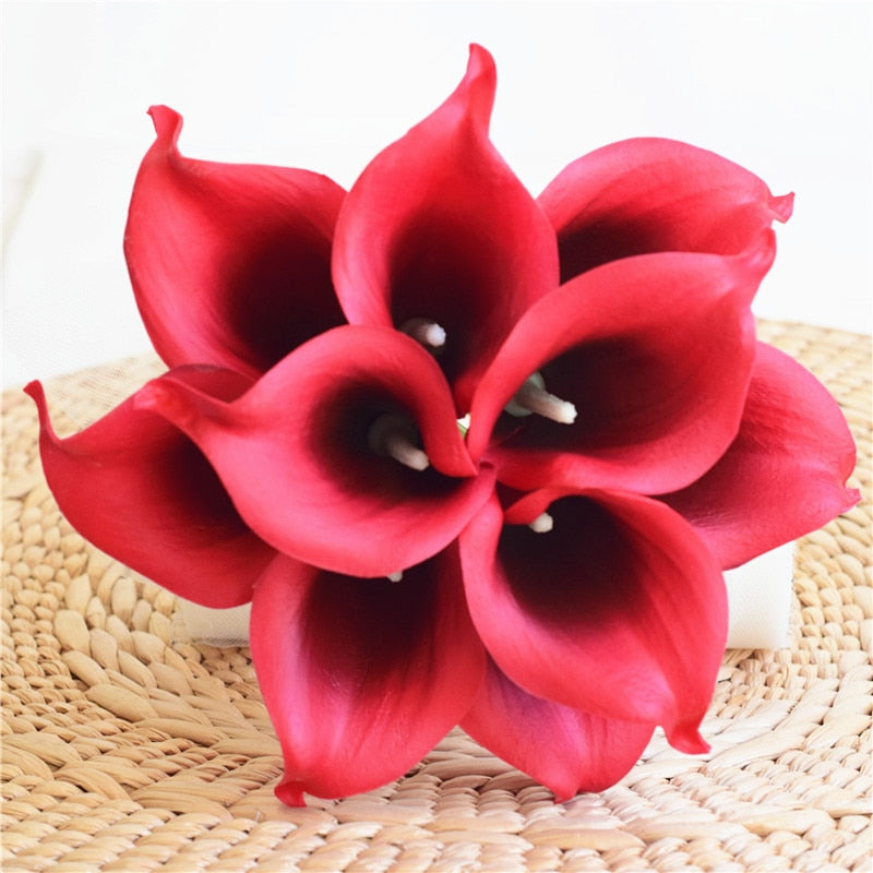 Norvo | 10 marineblå Calla lilje PU Real Touch blomster bryllupsdekorasjon buketter borddekorasjon kunstige blomster hjemmedekor