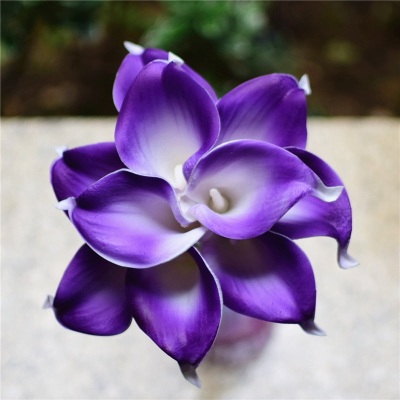 Norvo | 10 marineblå Calla lilje PU Real Touch blomster bryllupsdekorasjon buketter borddekorasjon kunstige blomster hjemmedekor