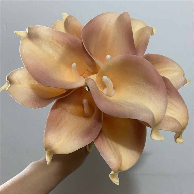 Norvo | 10 marineblå Calla lilje PU Real Touch blomster bryllupsdekorasjon buketter borddekorasjon kunstige blomster hjemmedekor