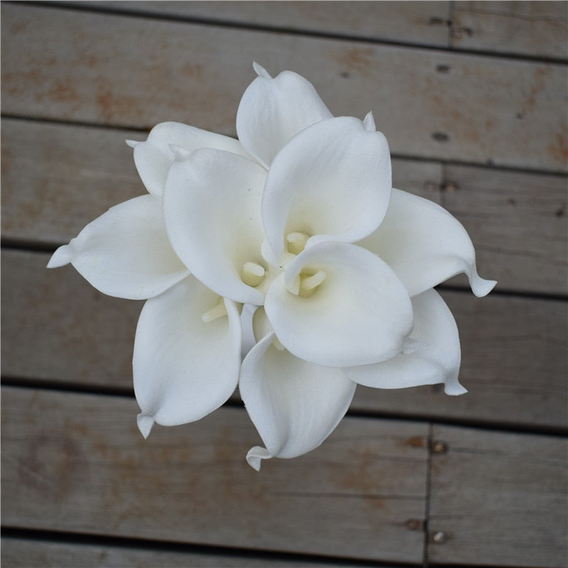 Norvo | 10 marineblå Calla lilje PU Real Touch blomster bryllupsdekorasjon buketter borddekorasjon kunstige blomster hjemmedekor