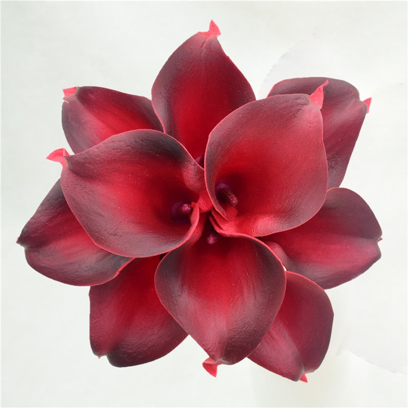 Norvo | 10 marineblå Calla lilje PU Real Touch blomster bryllupsdekorasjon buketter borddekorasjon kunstige blomster hjemmedekor