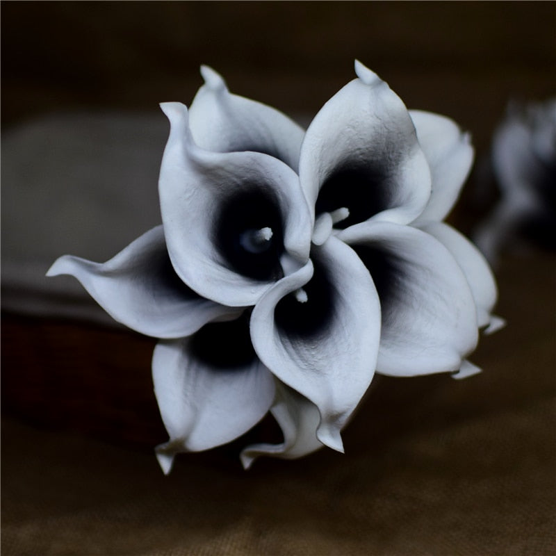 Norvo | 10 marineblå Calla lilje PU Real Touch blomster bryllupsdekorasjon buketter borddekorasjon kunstige blomster hjemmedekor