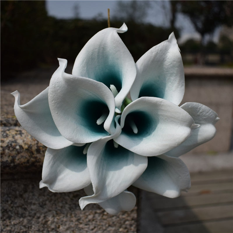 Norvo | 10 marineblå Calla lilje PU Real Touch blomster bryllupsdekorasjon buketter borddekorasjon kunstige blomster hjemmedekor