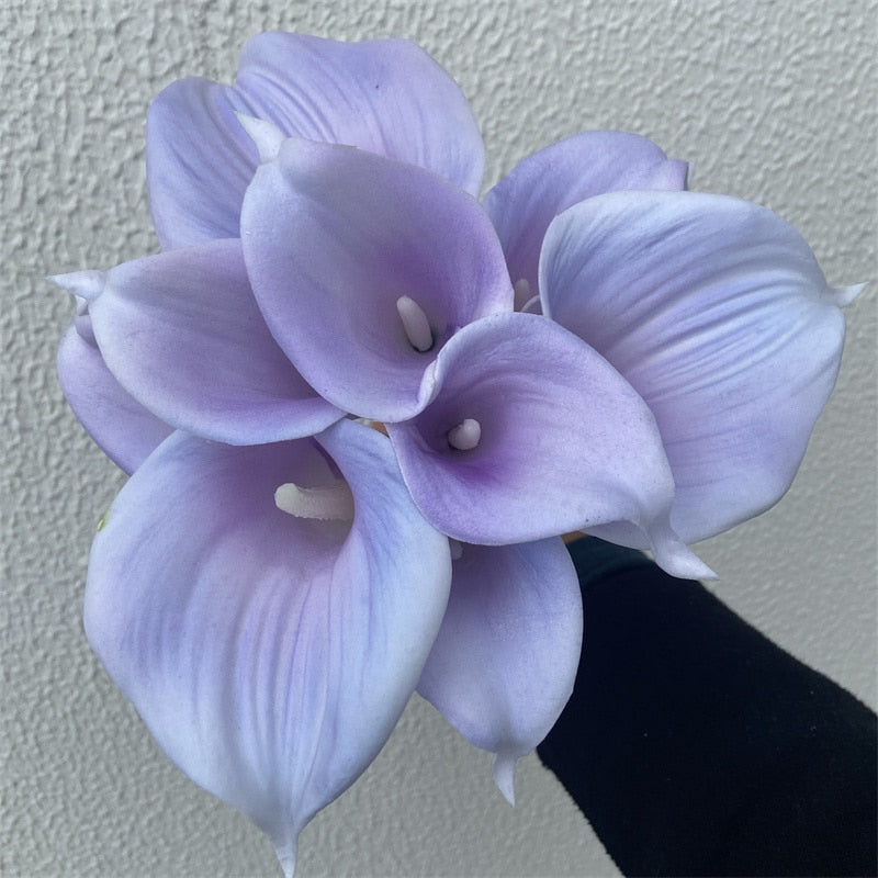 Norvo | 10 marineblå Calla lilje PU Real Touch blomster bryllupsdekorasjon buketter borddekorasjon kunstige blomster hjemmedekor