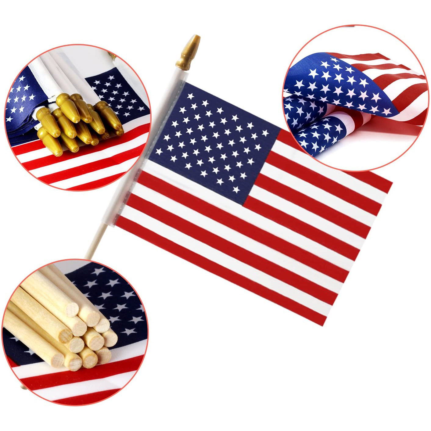 Norvo | 100-Pack: USA 4x6 i tre pinneflagg