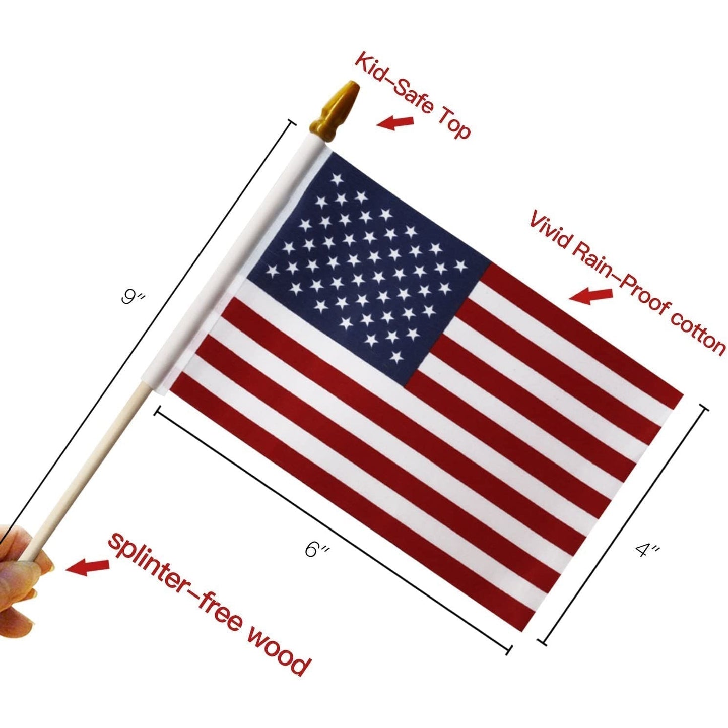 Norvo | 100-Pack: USA 4x6 i tre pinneflagg