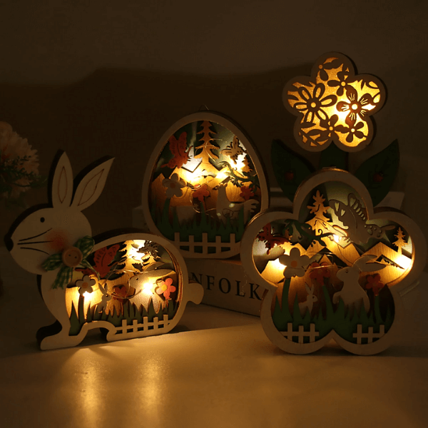 Påske Tre Ornamenter med LED Lys Kanin Bord Dekorasjoner | Norvo