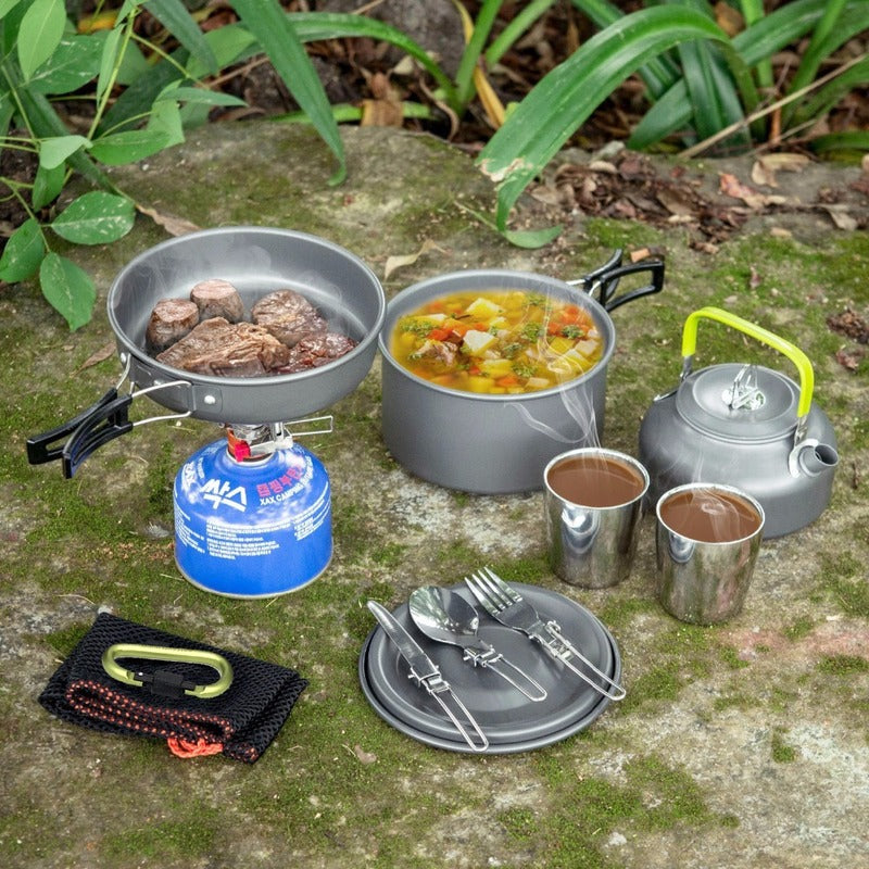Norvo | Camping Cooking Ware Rustfritt Stål Kjele Sett og Panner