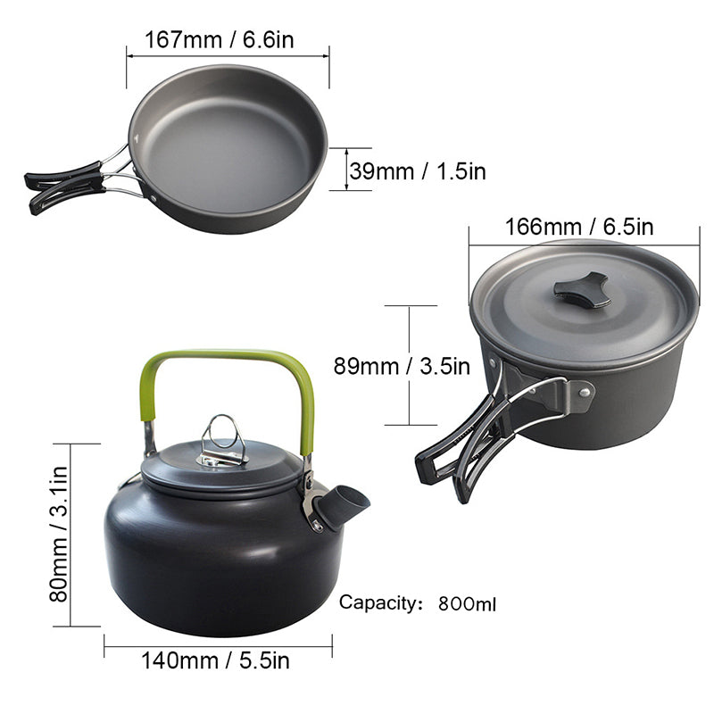 Norvo | Camping Cooking Ware Rustfritt Stål Kjele Sett og Panner