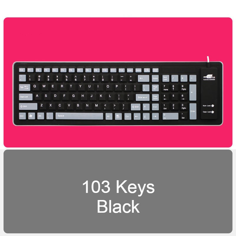 Norvo | Rullopp Silikon Fleksibel Tastatur, med USB Kablet, Vanntett Belegg & Stille Skrivning